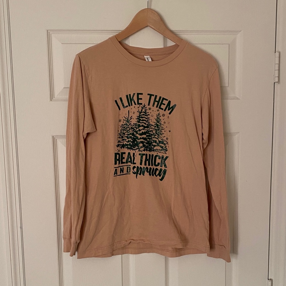 Bella Canvas Tan Long Sleeve with Green Tree Graphic